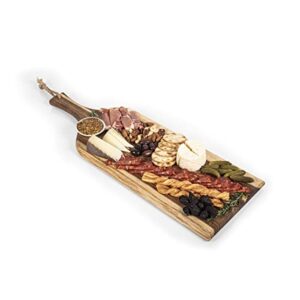 TOSCANA - a Picnic Time Brand - Artisan 24" Acacia Charcuterie Board with Raw Wood Edge, Cheese Board, Serving Platter, (Acacia Wood)