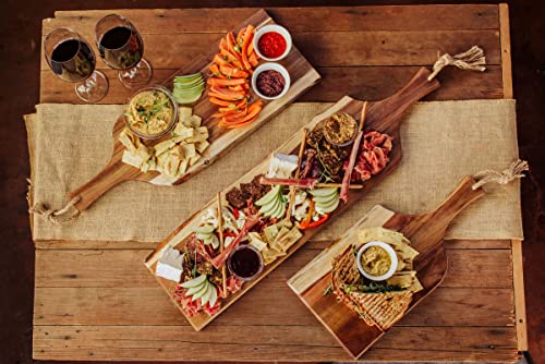 TOSCANA - a Picnic Time Brand - Artisan 24" Acacia Charcuterie Board with Raw Wood Edge, Cheese Board, Serving Platter, (Acacia Wood)