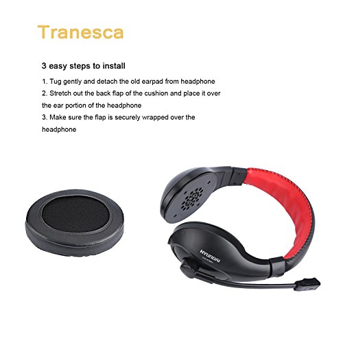 Tranesca Leather Replacement earpad/Ear Cushion/Ear Cover for Big OVEREAR Headphones (Fits a Great Variety of Headphones) - Black