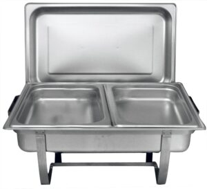 tigerchef chafing dish buffet set - chaffing dishes stainless steel - chafer and buffet warmer set with half size steam pans and folding frame - food warmers for parties buffets