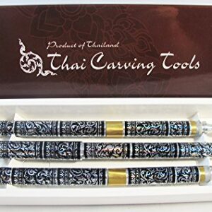 SET 3 THAI FRUIT AND SOAP CARVING KNIFE KNIVES BRASS HANDMADE BLACK COLOR