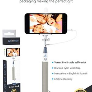 Premium 5-in-1 Wired Selfie Stick for iPhone 11 10 XR XS 9 8 7 6 5, Samsung Galaxy S10 S9 S8 S7 S6 S5 - Takes Selfies in Seconds, Get Perfect HD Photos - No Apps, No Downloads, No Batteries Required