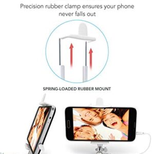 Premium 5-in-1 Wired Selfie Stick for iPhone 11 10 XR XS 9 8 7 6 5, Samsung Galaxy S10 S9 S8 S7 S6 S5 - Takes Selfies in Seconds, Get Perfect HD Photos - No Apps, No Downloads, No Batteries Required