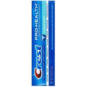 Crest Pro-Health Toothpaste, Clean Mint, Travel Size, TSA Approved, 0.85 Ounce (Pack of 12)