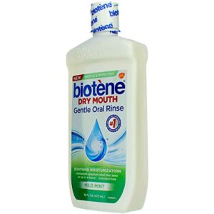 Biotene Dry Mouth Gentle Oral Rinse Soothing Moisturization, Mild Mint, 16 fl oz (Pack of 2)