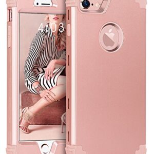 iPhone 8 Case, iPhone 7 Case, BENTOBEN 3 in 1 Hybrid Hard PC Cover & Soft Silicone Bumper Heavy Duty Slim Shockproof Full Body Rugged Protective Phone Case for iPhone 7 & iPhone 8 (4.7Inch), Rose Gold