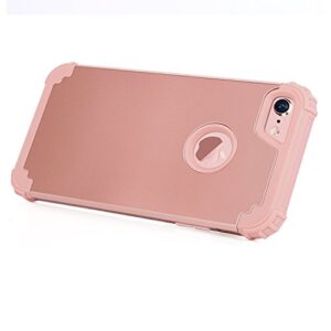 iPhone 8 Case, iPhone 7 Case, BENTOBEN 3 in 1 Hybrid Hard PC Cover & Soft Silicone Bumper Heavy Duty Slim Shockproof Full Body Rugged Protective Phone Case for iPhone 7 & iPhone 8 (4.7Inch), Rose Gold