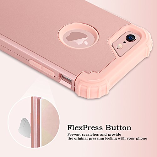 iPhone 8 Case, iPhone 7 Case, BENTOBEN 3 in 1 Hybrid Hard PC Cover & Soft Silicone Bumper Heavy Duty Slim Shockproof Full Body Rugged Protective Phone Case for iPhone 7 & iPhone 8 (4.7Inch), Rose Gold