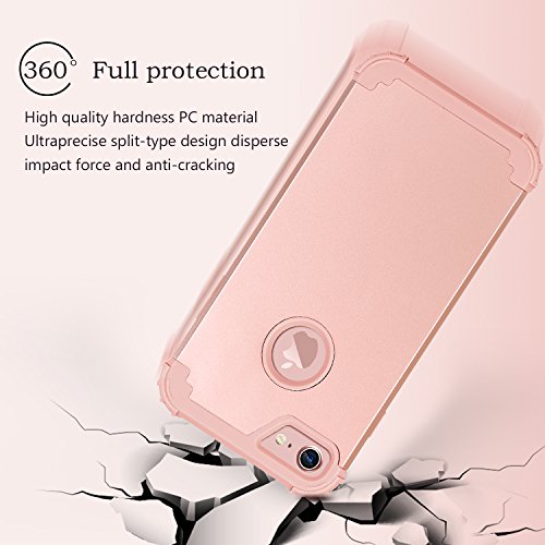 iPhone 8 Case, iPhone 7 Case, BENTOBEN 3 in 1 Hybrid Hard PC Cover & Soft Silicone Bumper Heavy Duty Slim Shockproof Full Body Rugged Protective Phone Case for iPhone 7 & iPhone 8 (4.7Inch), Rose Gold