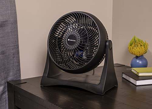 Comfort Zone CZHV8T 8" Turbo Desk Fan-3 Speed Motor-High Power Air Circulator with Adjustable Tilt and Carry Handle-Wall Mountable-Black