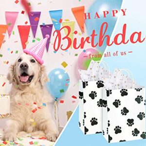 BagDream Gift Bags 25Pcs 8x4.25x10.5 Inches Shopping Bags, Paper Bags, Kraft Bags, Retail Bags, Holiday Party Bags, Paw Prints Paper Bags with Handles, Dog's Paw Print White Bags