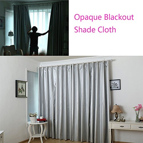 Blackout Drapery Shade Fabric Black and Silver 100 Percent Shading Light Waterproof Sunshade Cloth Light Weight (4Yards)