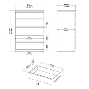 Tvilum Scottsdale 5 Drawer Chest, Truffle