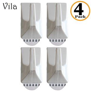Vila Self-Stick Multi-Purpose Utility Hooks, Holds up to 2 lbs, Easy Removal with NO Wall Damage, Sturdy and Strong, Perfect for Dorm Room or Rental Apartment, 4-Pieces