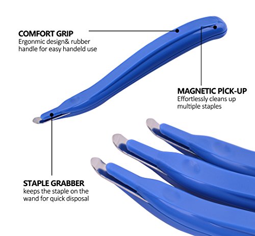 KTRIO Staple Remover Professional Magnetic Easy Staple Removers Stapler Remover Staple Remover Tool Staple Puller Remover Staple Pullers for Office, School and Home 3Pack Blue