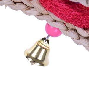 Pet Bird Parrot Swing Chewing Toy Natural Sepa Takraw with Happy Twist Colorful Bead Swing Bell