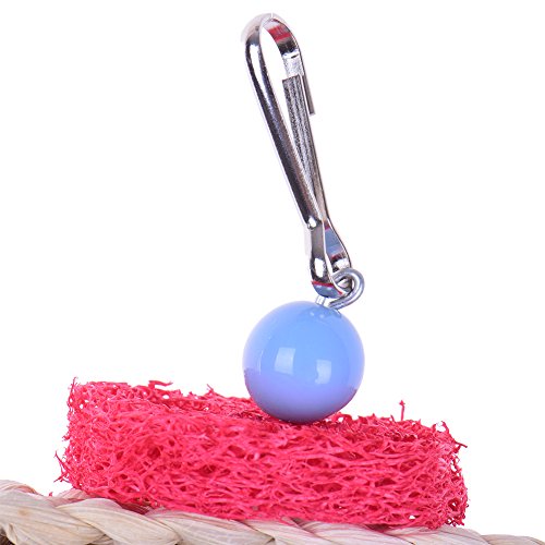 Pet Bird Parrot Swing Chewing Toy Natural Sepa Takraw with Happy Twist Colorful Bead Swing Bell