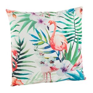 saro lifestyle 1456.m18s indoor/outdoor tropical flamingo print poly filled throw pillow, multi, 18"