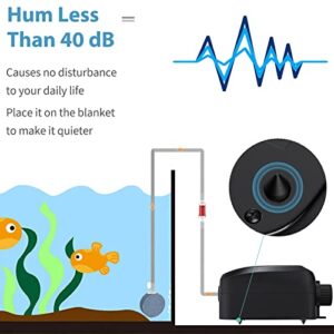 Uniclife 30 GPH Aquarium Air Pump Adjustable Quiet Oxygen Aerator Pump with Air Stone Airline Tubing Check Valve and Connector Accessories for Small Fish Tanks Ponds up to 30 Gallons