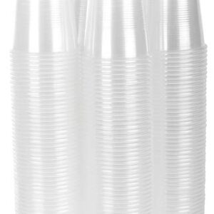 TashiBox 9 oz clear plastic cups - Disposable cold drink party cups (200)