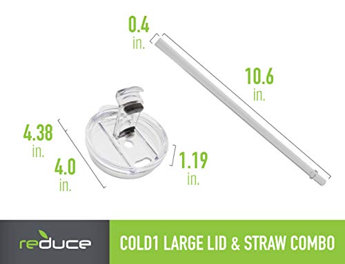 Reduce Tumbler Lid and Straw Set for 30-40 oz Tumblers/Mugs - BPA Free, Dishwasher Safe, Impact Resistant - Replace Broken, Damaged or Lost Reduce Cold 1 Straws and Lids - Large