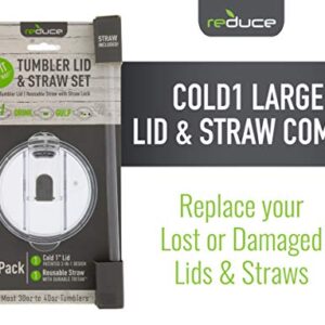 Reduce Tumbler Lid and Straw Set for 30-40 oz Tumblers/Mugs - BPA Free, Dishwasher Safe, Impact Resistant - Replace Broken, Damaged or Lost Reduce Cold 1 Straws and Lids - Large