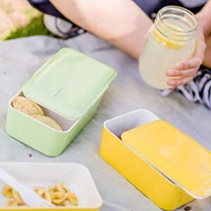 TAKENAKA Bento Bite Dual from, Eco-Friendly and Sustainable Japanese Style Bento Lunch Box (Lemon Zest)