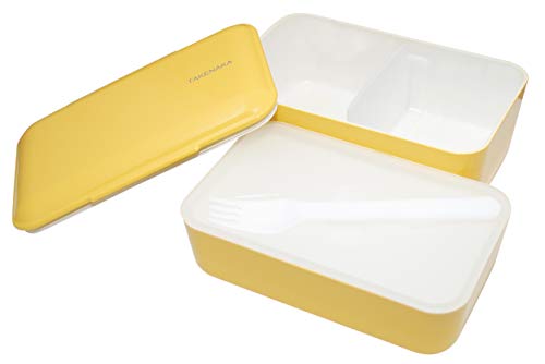 TAKENAKA Bento Bite Dual from, Eco-Friendly and Sustainable Japanese Style Bento Lunch Box (Lemon Zest)