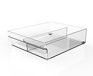 YBM Home Divided Pantry Cabinet Organizer or Refrigerator Storage Bins for Fruit, Yogurt, Juice Box, Snacks, Canned Food, Yogurt - Food and Freezer Safe, BPA Free, 14.8 in. Long - Single Unit, Clear