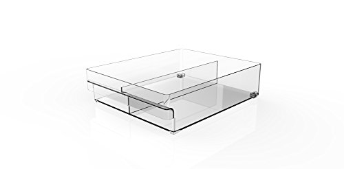 YBM Home Divided Pantry Cabinet Organizer or Refrigerator Storage Bins for Fruit, Yogurt, Juice Box, Snacks, Canned Food, Yogurt - Food and Freezer Safe, BPA Free, 14.8 in. Long - Single Unit, Clear