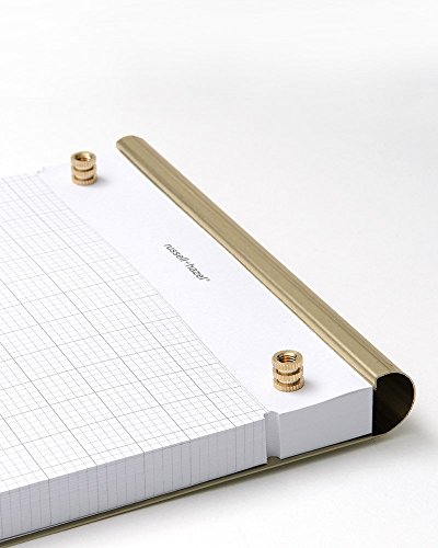 russell+hazel Metal Backed Gold Drafters Tablet Notepad, 100 Perforated Gridded Drafting Sheets, 6.375" x 8.875", Drafters Tablet Notepad