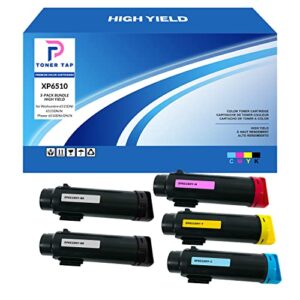 toner tap high yield for workcentre 6515 6515dni 6515dn 6515n phaser 6510 6510dni 6510dn 6510n (5 pack bundle) 106r03480 106r03477 106r03478 106r03479 (compatible cartridge replacements)