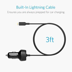 iPhone Car Charger, Anker 24W 2-Port Lightning Car Charger [MFi-Certified], with 3 ft Cable for iPhone 14 13 12 11 Pro Max mini X XS XR 8 Plus, iPad Pro/Air 2/mini, and More