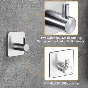 Adhesive Towel Hooks - Self Adhesive Robe Hooks Home Coat Hook SUS 304 Stainless Steel Bathroom Hooks Stick on Wall With Glue