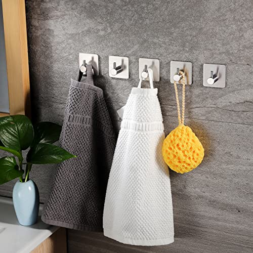 Adhesive Towel Hooks - Self Adhesive Robe Hooks Home Coat Hook SUS 304 Stainless Steel Bathroom Hooks Stick on Wall With Glue