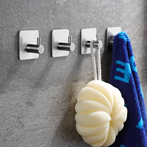 Adhesive Towel Hooks - Self Adhesive Robe Hooks Home Coat Hook SUS 304 Stainless Steel Bathroom Hooks Stick on Wall With Glue