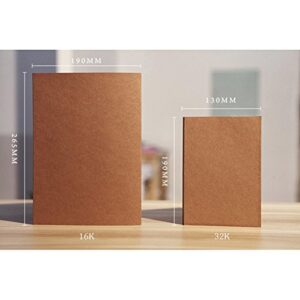 Oak-Pine Vintage Kraft Cover Notebook Drawing Scrawl Notepad Travel Journal Sketchbook Diary Memo Book with Blank Paper 56 Sheets / 112 Pages, Brown Paper 32K