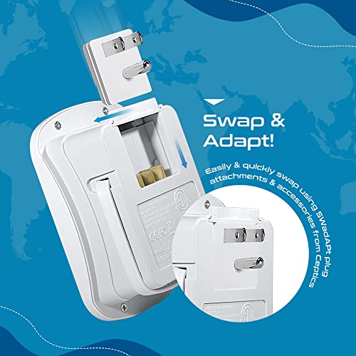 Ceptics World Travel Adapter Kit - QC 3.0 2 USB + 2 US Outlets, Surge Protection, Plugs for Europe, UK, China, Australia, Japan - Perfect for Laptop, Cell Phones, Cameras - Safe ETL Tested