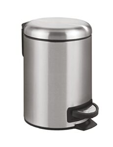 wenko basket, 0.79 gal, small trash can with lid and pedal, garbage bin for bathroom with removable inner bucket, stainless steel, easy close, 9.84 x 8.86 x 6.69, silver