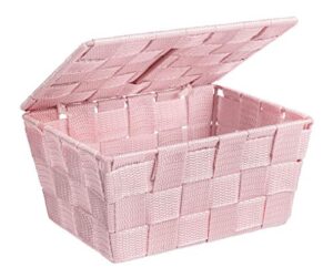 wenko storage basket adria with lid in pink, pp, 19 x 14 x 10 cm