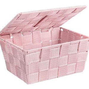 WENKO Storage Basket Adria with lid in Pink, PP, 19 x 14 x 10 cm