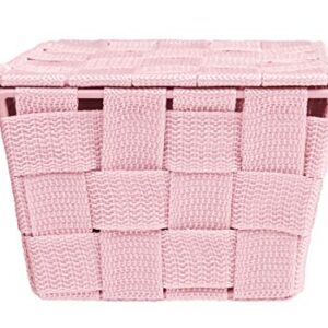 WENKO Storage Basket Adria with lid in Pink, PP, 19 x 14 x 10 cm