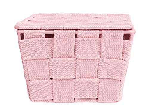 WENKO Storage Basket Adria with lid in Pink, PP, 19 x 14 x 10 cm