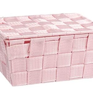 WENKO Storage Basket Adria with lid in Pink, PP, 19 x 14 x 10 cm