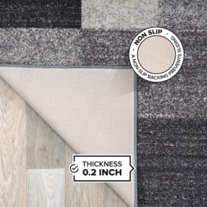 Modern Boxes Design Non-Slip (Non-Skid) Area Rug Runner 2' X 7' (22" X 84") Gray