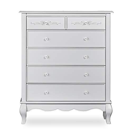 Evolur Aurora 6 Drawer Tall Chest in Akoya Grey Pearl/Silver Mist