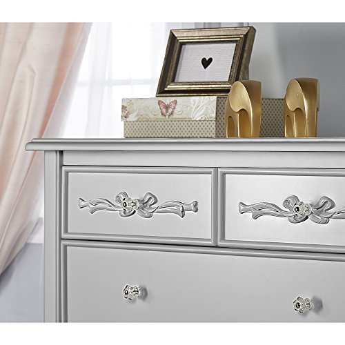 Evolur Aurora 6 Drawer Tall Chest in Akoya Grey Pearl/Silver Mist