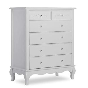 Evolur Aurora 6 Drawer Tall Chest in Akoya Grey Pearl/Silver Mist