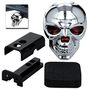 light-up red eye skull trailer hitch receiver cover brake tail fits 2" or 1-1/4" hitches w/4-pole plug