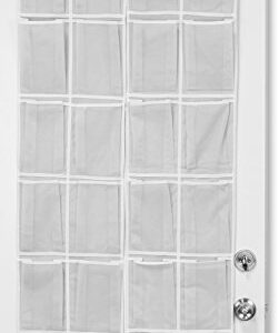 Simple Houseware 24 Pockets - 2PK 12 Large Pockets Over Door Hanging Shoe Organizer, Grey